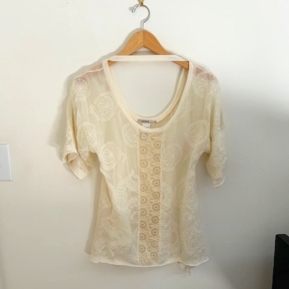 Ivory Silk Blend Blouse- Size Small